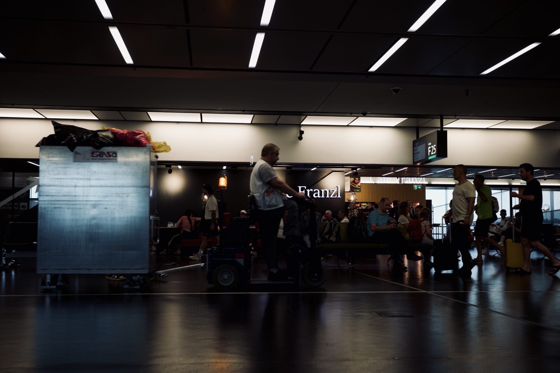 People walking in an airport.